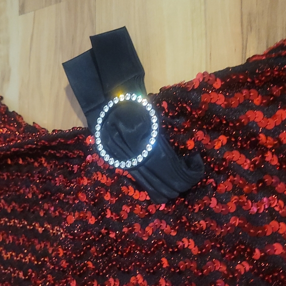 Vintage 80s Red Dress M-L - Picture 4 of 12